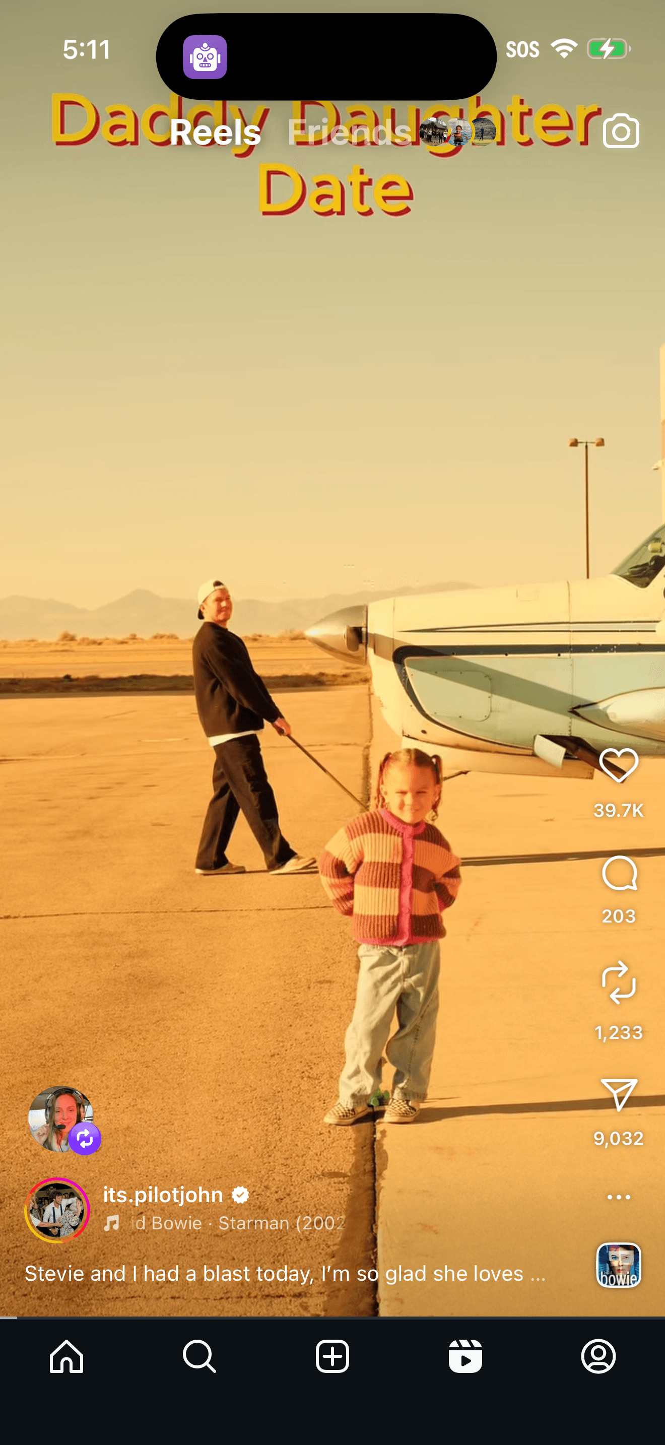 Type: Children’s knit sweater
Color/Pattern: Wide horizontal stripes in pink and brown
Size: Kids (toddler/early child size similar to the girl in the picture, around 4–6 years old)
Material/Feel: Soft, cozy knit material suitable for cooler weather
Style Details: Chunky knit texture, button-up front with bright pink borders around the buttons and neckline, relaxed fit for comfort and warmth
Context: Sweater worn by a little girl standing in front of a small airplane during a “Daddy Daughter Date”